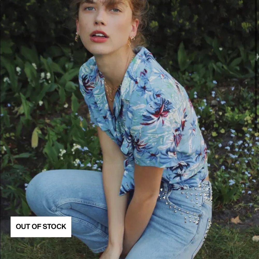 The Kooples Light Blue Floral Button-Down Shirt